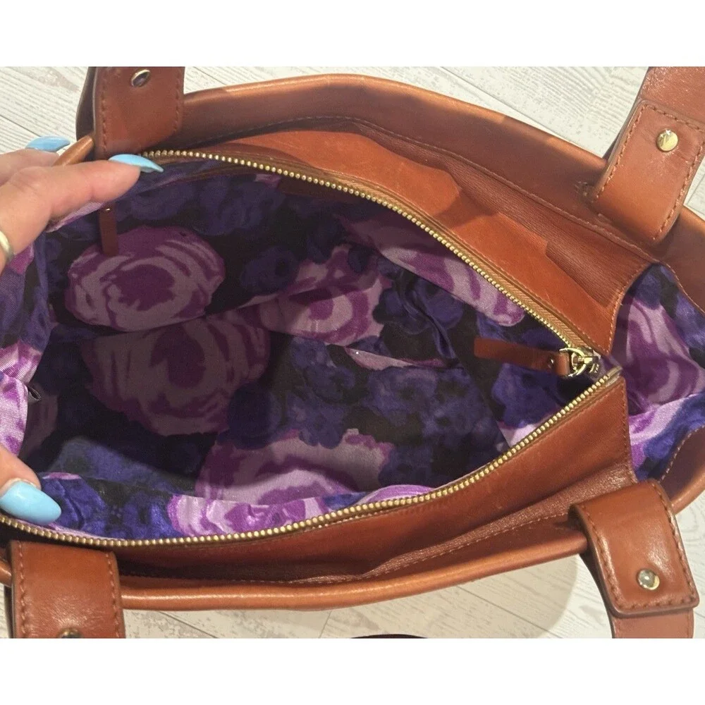 Vintage Kate Spade saddle brown leather tote Shoulder Bag purse Medium 15x10